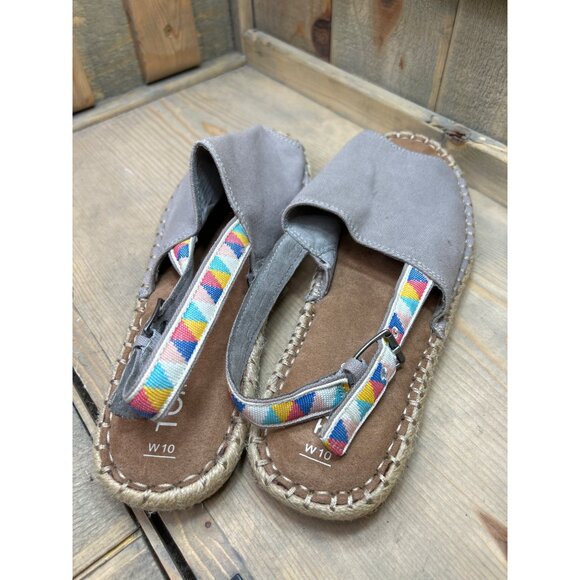 Toms Womens Size 10 Espadrille Sandals With Adjustable Strap & Multicolor Patter - Picture 4 of 6